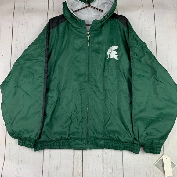 Michigan State Spartans NCAA Reversible Jacket Green Gray New Men‎